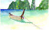 joel tenzin watercolors, longtail boat